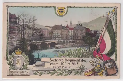 15351 Ak Sechtes Regimentsfest ehemaliger 104er Aue 20.-22.Mai 1911
