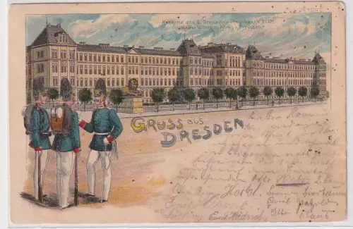 908610 Ak Lithographie Dresden Albertstadt Kaserne des 2.Gren. Regiments Nr.101