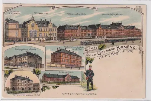 03424 Ak Lithographie Gruß aus der Garnison Kamenz 13.Inf.Regt.Nr.178