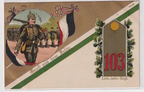 52576 Feldpost Ak Gruß aus dem Feld Bautzen Landwehr Infanterie-Regiment Nr.103	