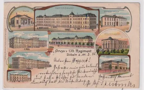 53894 Ak Lithographie Gruß vom 139.Regiment Döbeln 1906