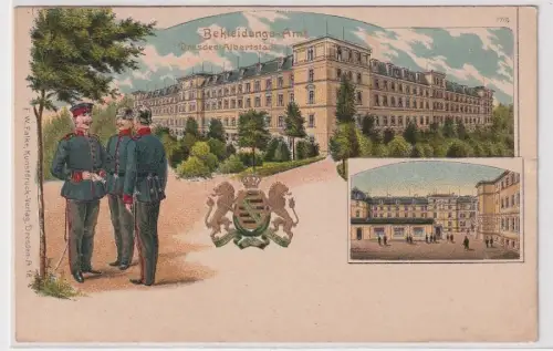 900027 Ak Lithographie Dresden Albertstadt Bekleidungsamt um 1910