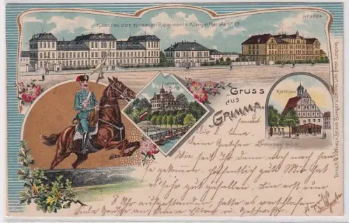902720 Ak Lithographie Gruß aus Grimma Husaren Regiment Nr.19, 1903