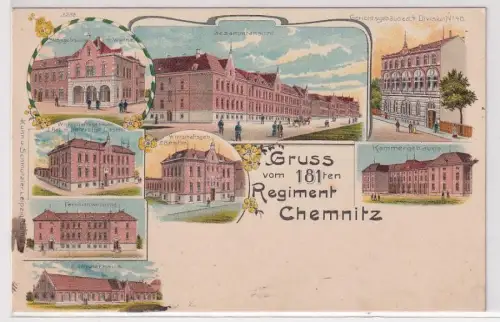 24078 Ak Lithographie Gruß vom Infanterie Regiment Nr.181 Chemnitz um 1910