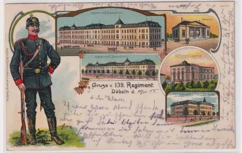 905901 Ak Lithographie Gruß vom 139.Regiment Döbeln 1905
