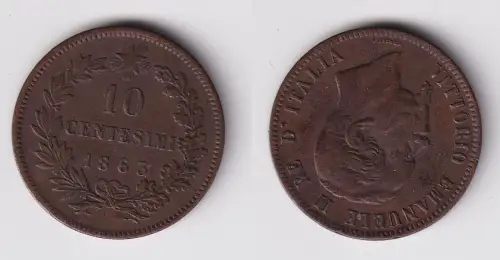 10 Centesimi Kupfer Münze Italien 1863 ss (155334)