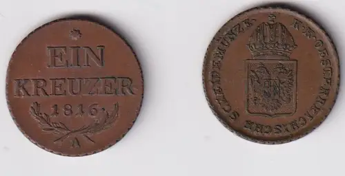 1 Kreuzer Kupfer Münze Österreich 1816 A f.vz (146069)