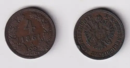 4 Kreuzer Kupfer Münze Österreich 1861 A ss (153837)