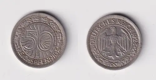 50 Pfennig Nickel Münze Weimarer Republik 1928 E ss (152811)