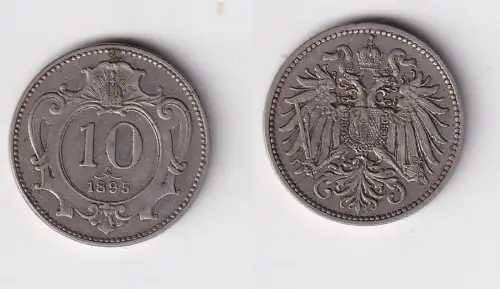 10 Heller Kupfer Nickel Münze Österreich 1895 ss+ (159574)