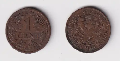 1 Cent Kupfer Münze Niederlande 1916 ss (152197)
