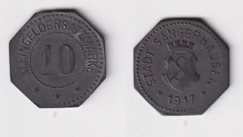 10 Pfennig Zink Notgeld Münze Stadt Sangerhausen 1917 (171236)