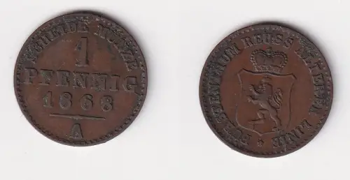 1 Pfennig Kupfer Münze Reuss-Obergreiz Ältere Linie 1868 A (154504)