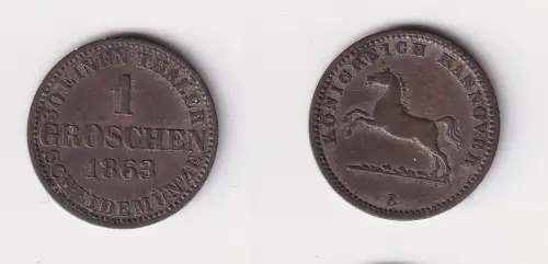1 Groschen Silber Münze Hannover 1863 B ss (151728)