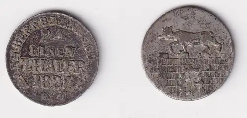 1/24 Taler Silber Münze Anhalt Bernburg 1827 ss+ (159841)