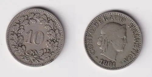 10 Rappen Nickel Münze Schweiz 1901 B ss (151132)