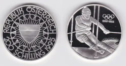 200 Schilling Silber Münze Österreich 1995 olympische Spiele 1896-1996 (171686)