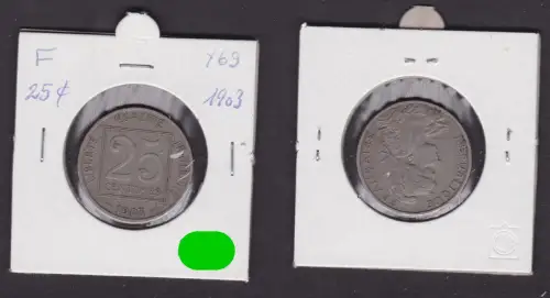 25 Centimes Kupfer-Nickel Münze Frankreich 1903 (172120)