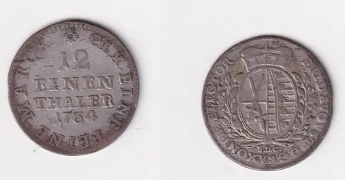 1/12 Taler Silber Münze Sachsen 1764 EDC ss (131977)