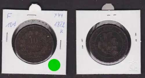 10 Centimes Kupfer Münze Frankreich 1872 K (171735)