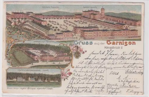 17659 Ak Lithographie Gruß aus der Garnision Königsbrück 1897