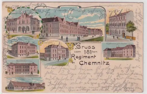 907655 Ak Lithographie Gruß vom Infanterie Regiment Nr.181 Chemnitz 1903