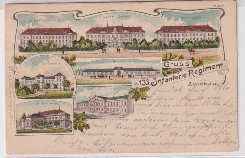 83097 Ak Lithographie Gruß vom 133.Infanterie Regiment in Zwickau 1902