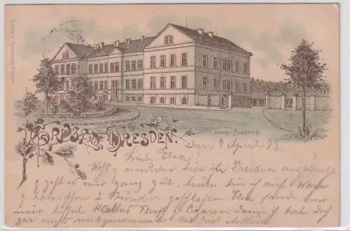 00814 Ak Lithographie Gruß aus Dresden Train Kaserne 1899