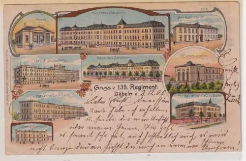 00943 Ak Lithographie Gruß vom 139.Regiment Döbeln 1905