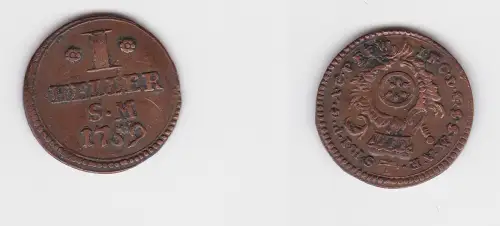 1 Heller Kupfer Münze Bistum Mainz 1759 f.vz (171557)