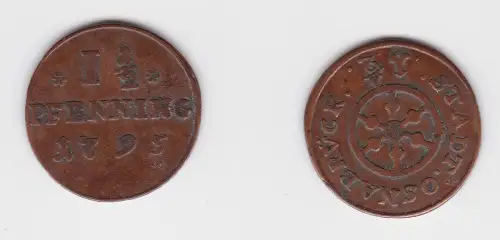 1 1/2 Pfennig Kupfer Münze Stadt Osnabrück 1795 ss (101430)