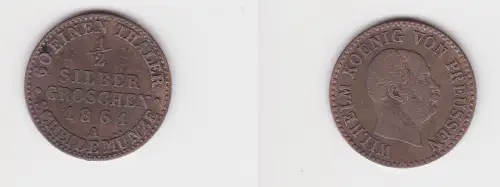1/2 Silber Groschen Münze Preussen 1861 A ss (171665)
