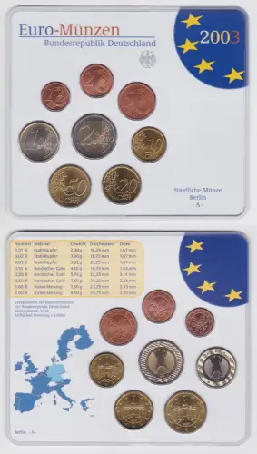 BRD Deutschland KMS Euro-Münzen Kursmünzensatz 2003 - A - Berlin (105443)