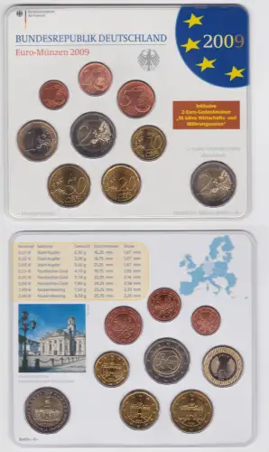 BRD KMS Kursmünzensatz 2009 + Gedenkmünze Saarland - A - Berlin (102932)