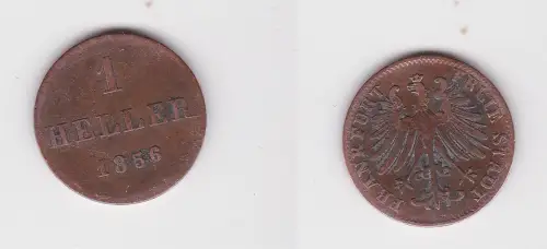 1 Heller Kupfer Münze Stadt Frankfurt 1856 f.ss (171219)