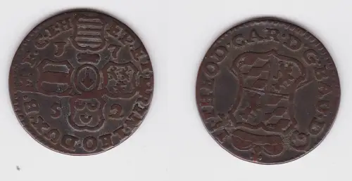 1 Liard Kupfer Münze Bistum Lüttich Johann Theodor von Bayern 1752 ss (171881)
