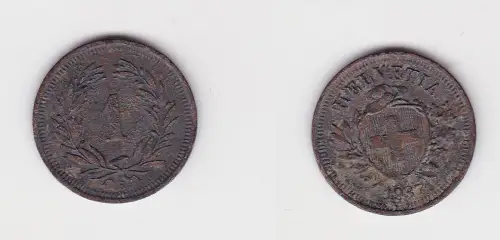 1 Rappen Kupfer Münze Schweiz 1937 B ss (171720)