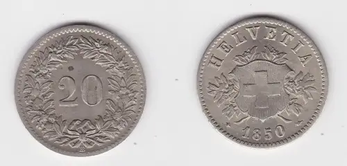 20 Rappen Kupfer Nickel Münze Schweiz 1850 B vz (171698)