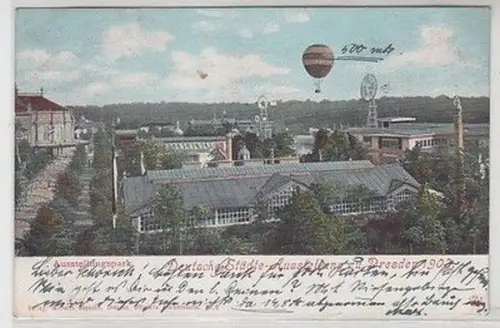 20329 Ak Dresden Deutsche Städte Ausstellung mit Fellelballon 1903