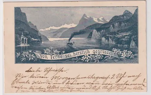 906568 Ak Von Ferne sei Herzlich gegrüsset! Tellkapelle am Vierwaldstättersee