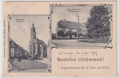 72859 Mehrbild Ak Buttstädt Superindentur mit Friedenslinde 1907