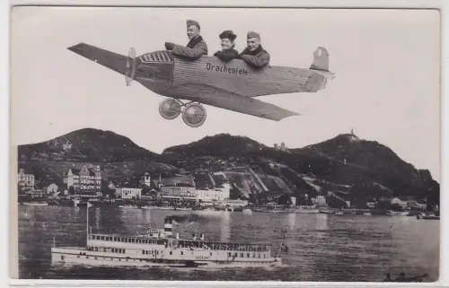 903448 Fotomontage Ak Flugzeug Drachenfels um 1935
