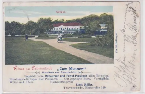 907913 Reklame Ak Gruss aus Travemünde Kurhaus 1901
