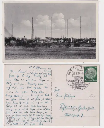 902135 Ak Königs-Wusterhausen Panorama mit Funkentürmen 1937