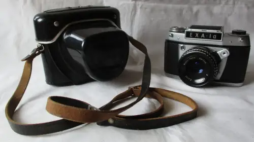 Spiegelreflexkamera + Tasche EXA 1a Dresden Domiplan 2.8/50 Meyer-Optik (108108)