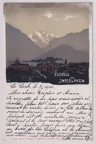 908370 Künstler Ak Lithographie Gruß aus Interlaken 1900