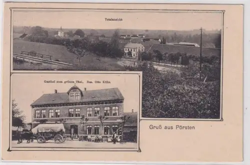 906327 Mehrbild Ak Gruß aus Pörsten Gasthof zum grünen Thal 1912