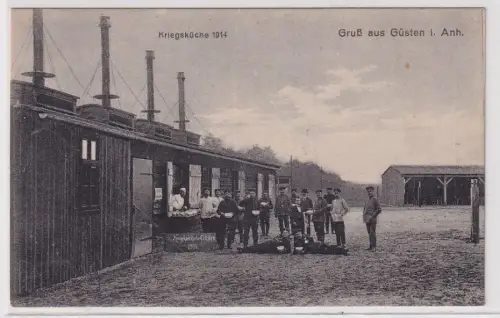 13006 Feldpost Ak Gruß aus Güsten in Anhalt Kriegsküche 1914