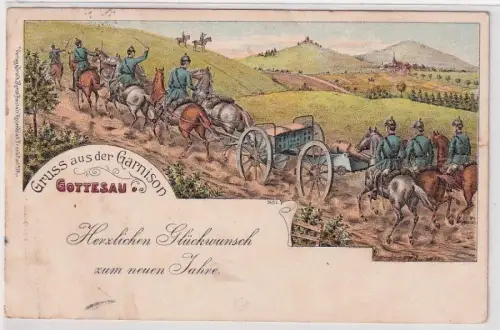 42342 Ak Lithographie Gruß aus der Garnison Gottesau 1899