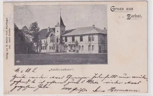 17160 Ak Gruß aus Zerbst "Schützenhaus" 1900